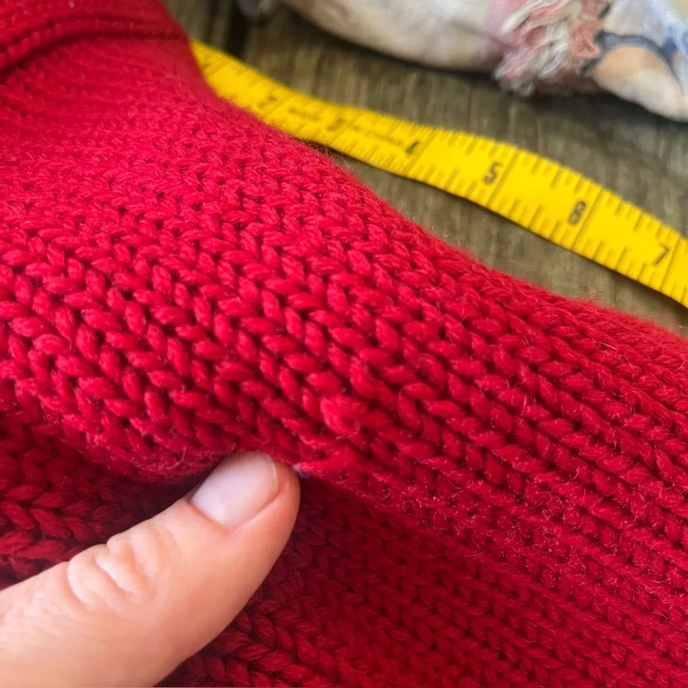 Polo Ralph Lauren Vintage Red 100% Wool Varsity P crewneck sweater, chunky knit - Picture 11 of 11